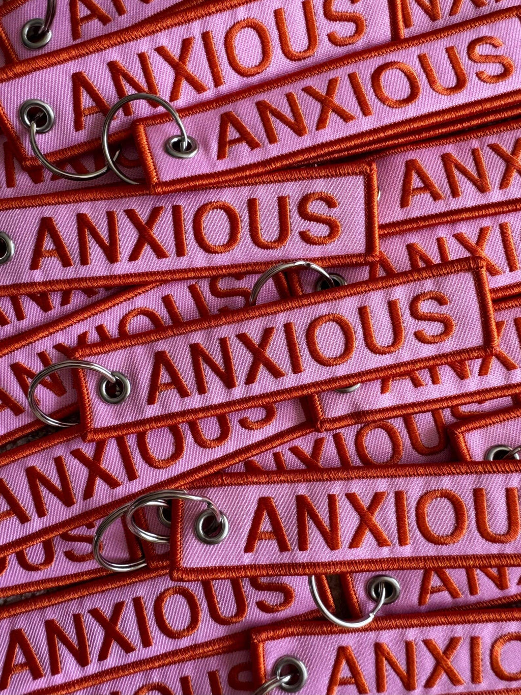 Anxious Embroidered Keychain